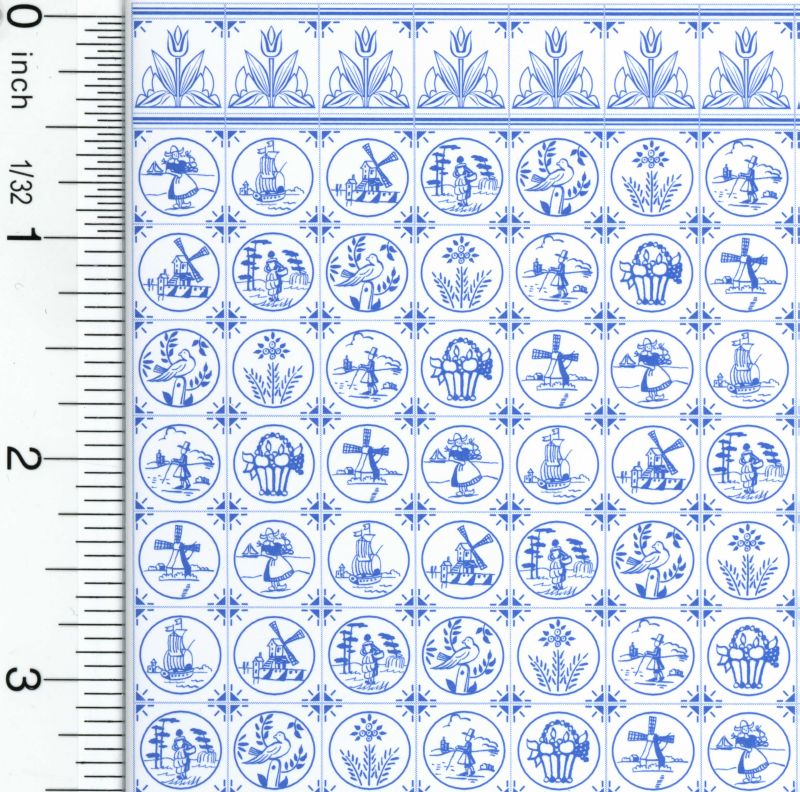 Wallpaper Compact Blue Dutch Tile Design