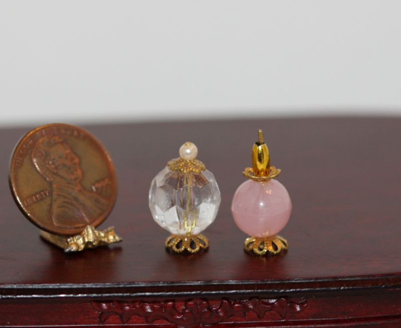 Set of 2 Crystal Look & Pink Vanity Perfume Bottles