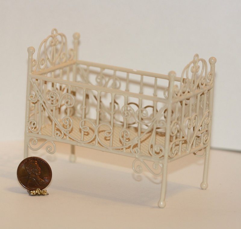 Dollhouse Miniature Cream Wire Victorian Crib 760999599373 Ebay