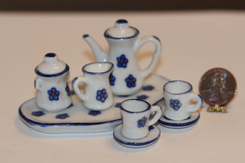 Ceramic Blue & White Tea or Coffee Set