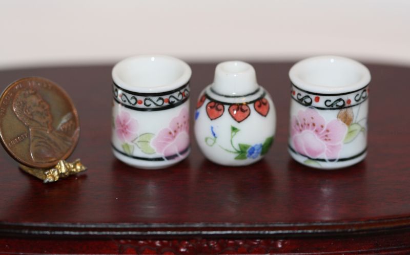 Set of 3 Brightly Colored Containers or Vases