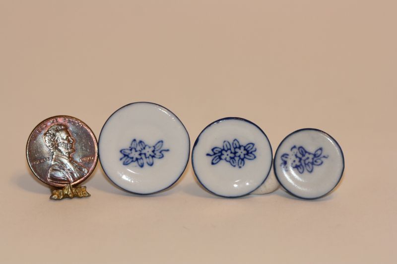 Set of 3 Blue & White Plates
