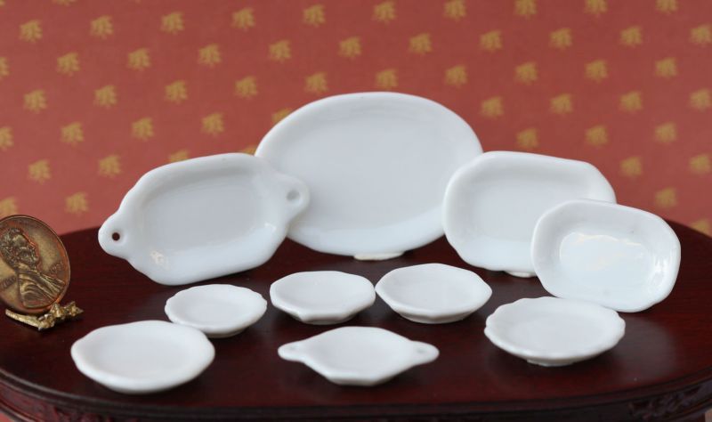White Porcelain 10 Piece English Platter Set