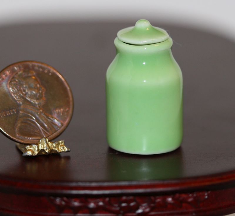 Apple Green Ceramic Canister w/ Removable Lid