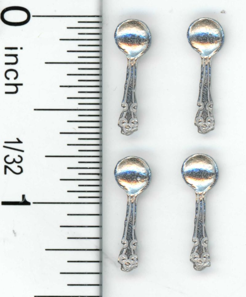Set of 4 Polished Pewter Soup Spoons by Phoenix Models