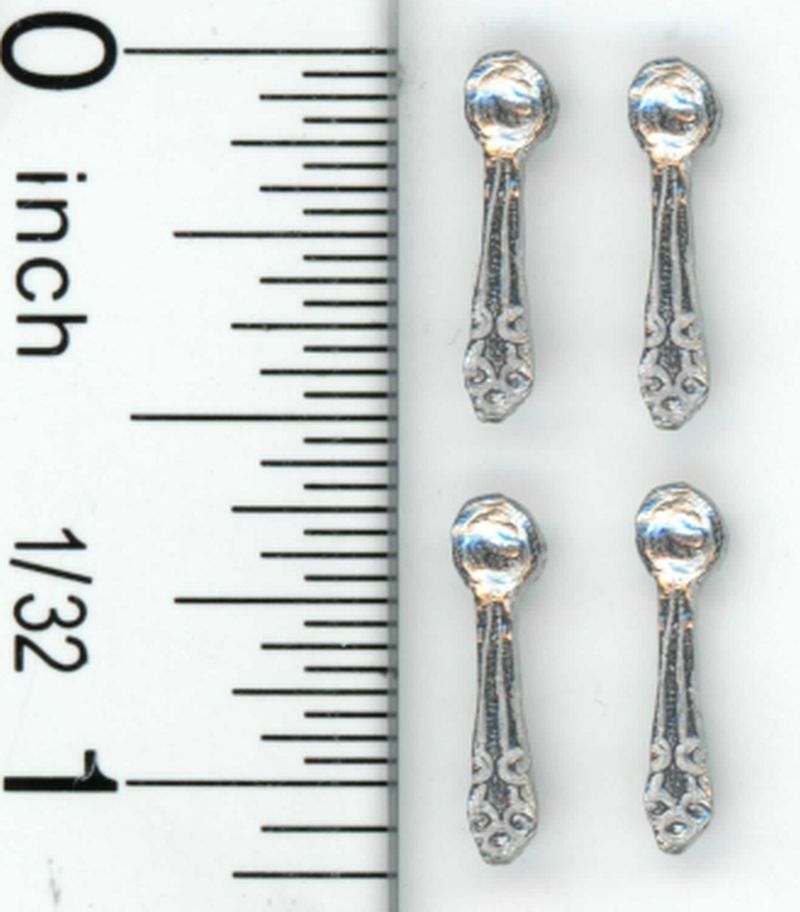 Set of 4 Polished Pewter Tea Spoons by Phoenix Models