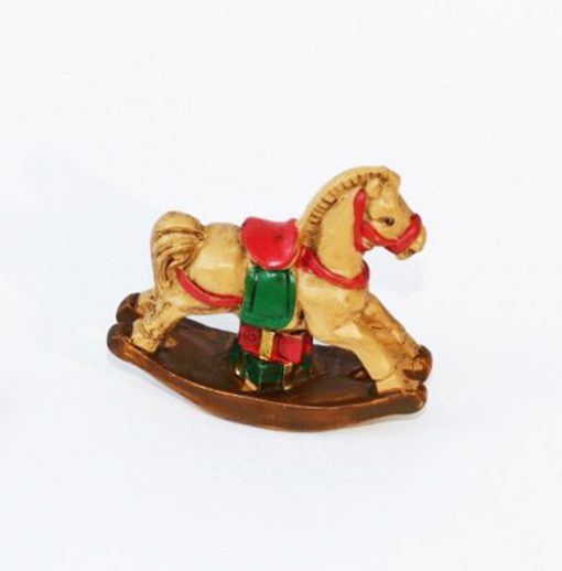 Childrens Christmas Holiday Vintage Look Toy Rocking Horse Tan