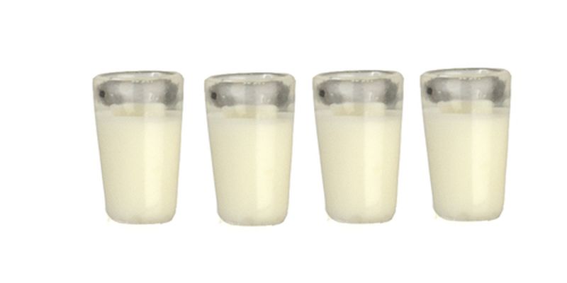 Set of 4 Glasses of Milk by Miniatures World