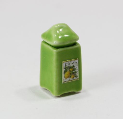 Apple Green Ceramic Canister with Lemons Label