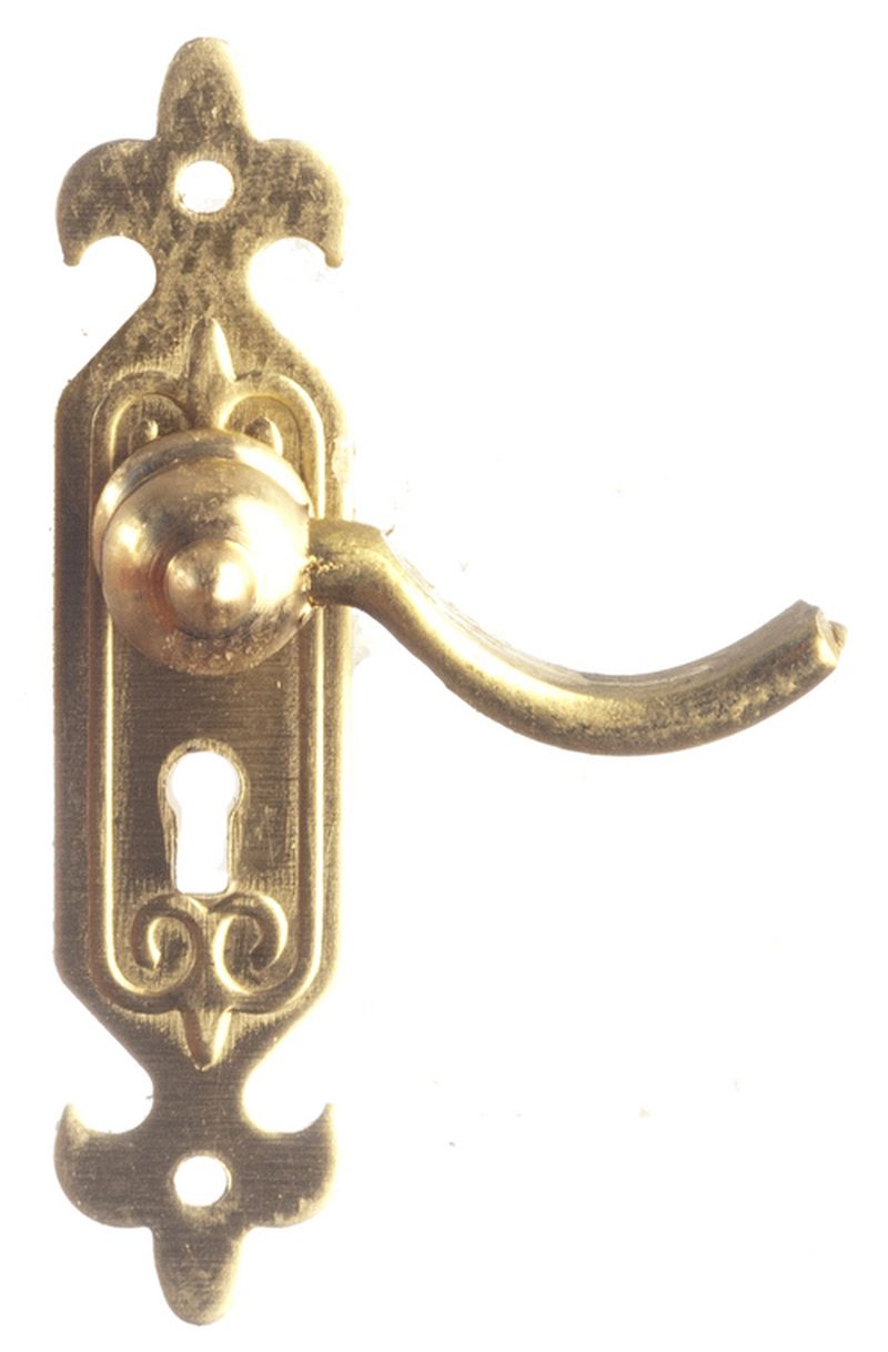 Brass Door Plate & Handle by Town Square Miniatures