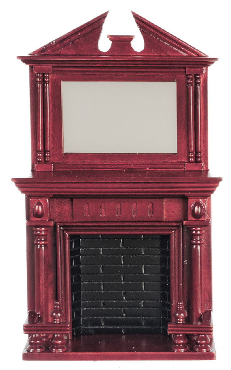 Fireplace in Mahogany w/Mirror by Town Square Miniatures