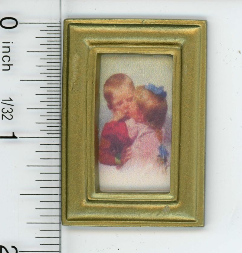 Gold Framed Picture of Children's First Kiss