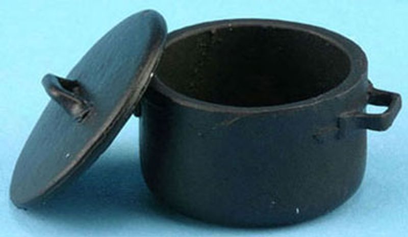 Black Metal Pot w/Lid by Multi Minis