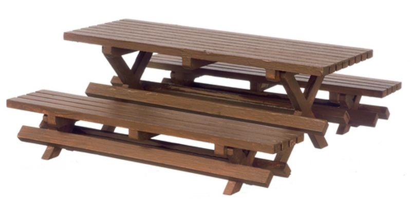 Picnic Table w/Two Benches by Town Square Miniatures