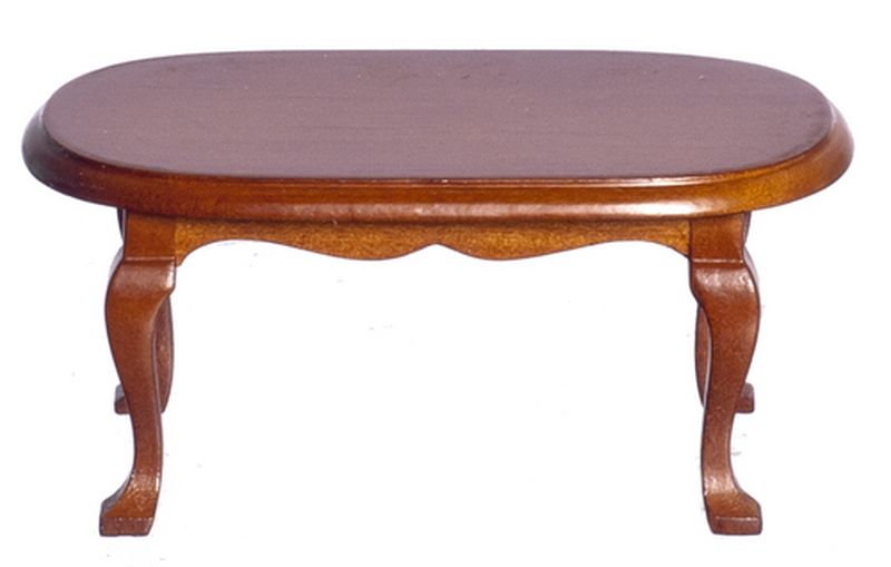 Walnut Oval Coffee Table by Town Square Miniatures