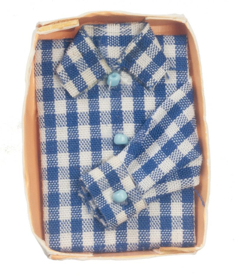 Men's Blue & White Checkered Shirt by Miniatures World