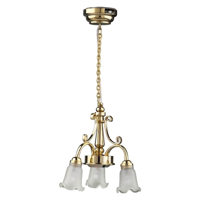 LED Three Arm Frosted Tulip Chandelier by Houseworks