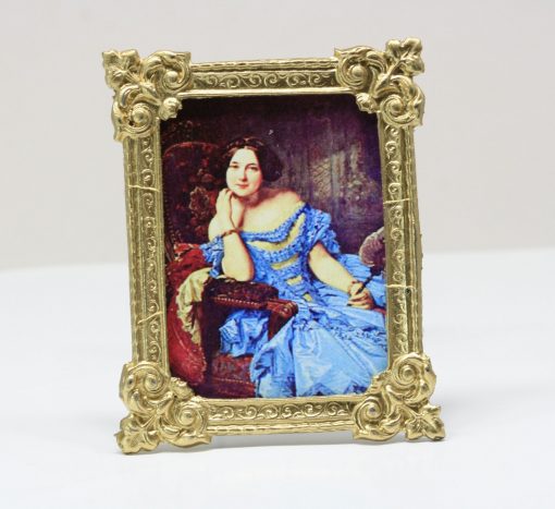 Gold Framed Print of a Famous Painting of a Lady in Blue