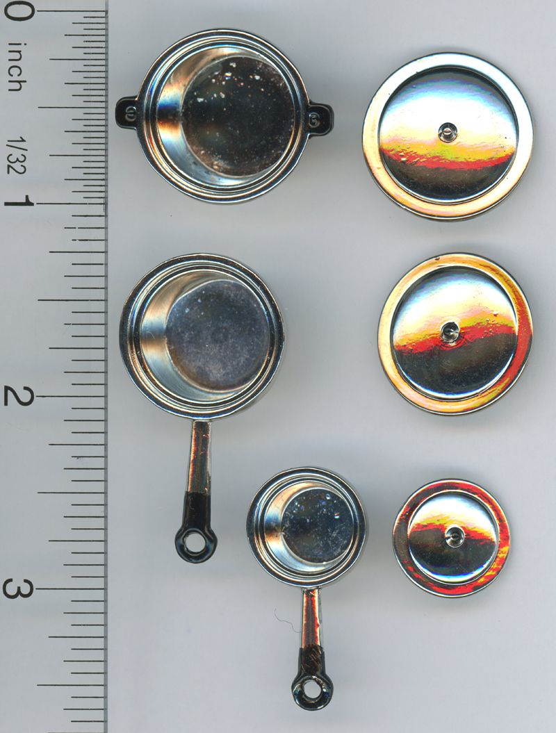 Set of Three Silver Metal Cooking Pots w/Lids