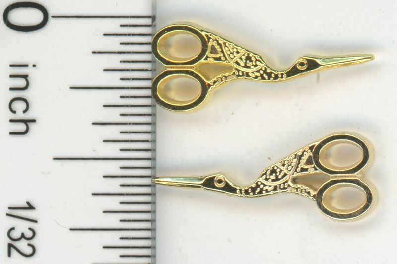 Set of 2 Gold Plated Stork Scissors