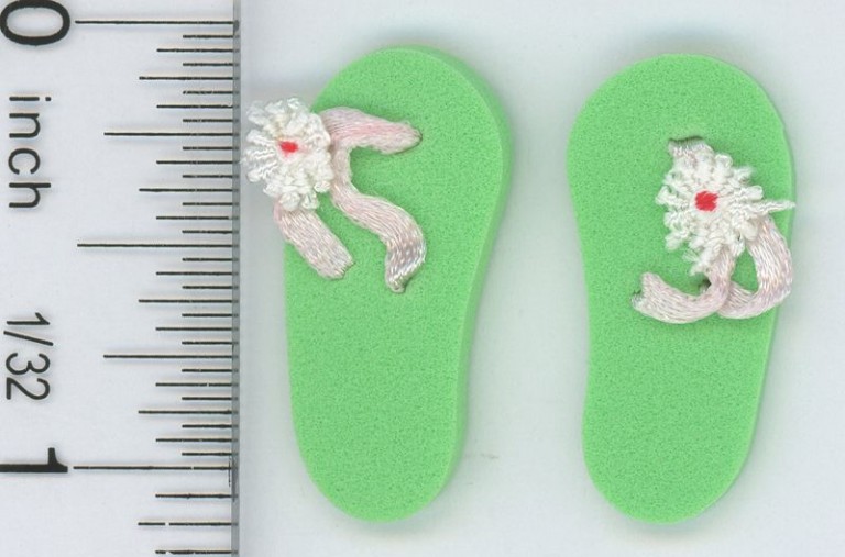 Pair of Lime Bright Green Flip Flops - Dollhouses and More