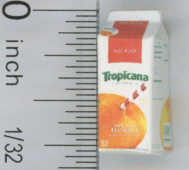 Carton of No Pulp Orange Juice by Hudson River Miniatures
