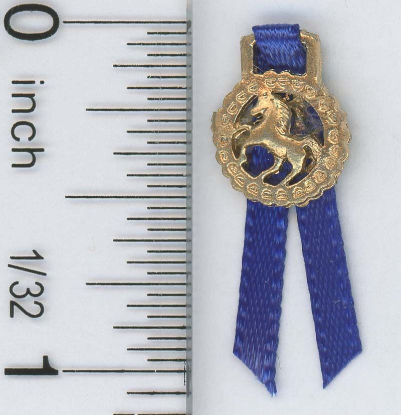 Horse Blue Ribbon Badge by Island Crafts & Miniatures