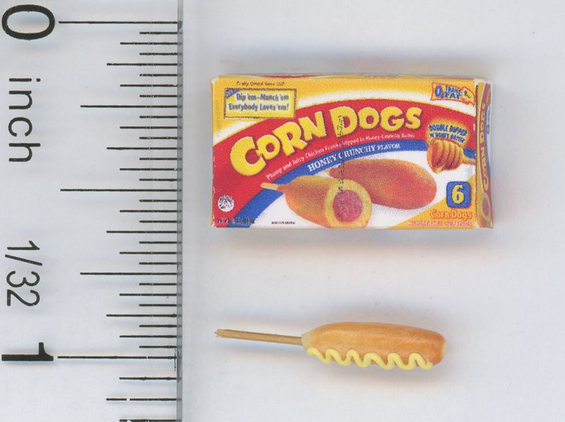 Box of Corn Dogs w/Corn Dog by Cindi's Mini's