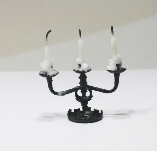 Black Artisan Candelabra with Wax Candles for Halloween