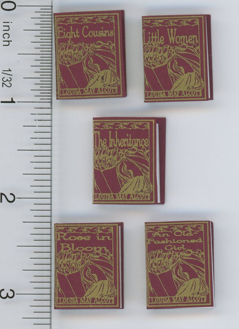 Set of Five Louisa Alcott Books in Burgundy by R.B. Foltz & Co.