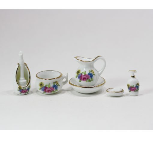 Bathroom Accessory Set w/Floral Design