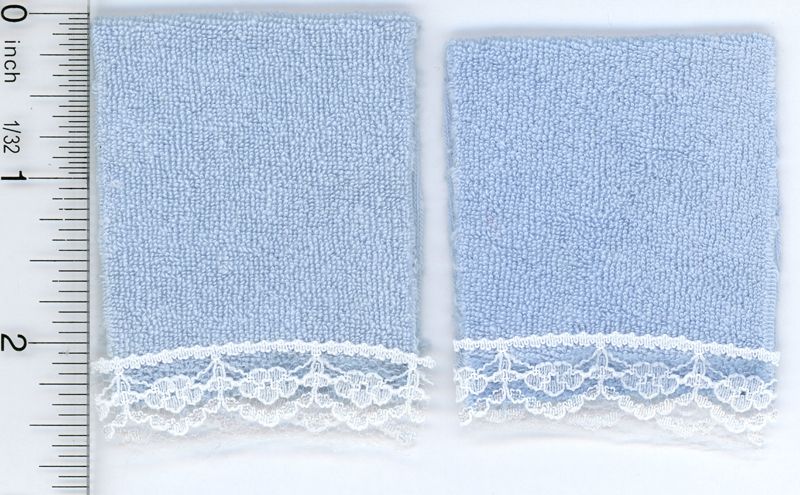 Two Light Blue Bath Towels w/Lace Trim