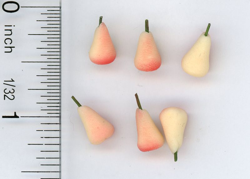 Set of Six Realistic Pears