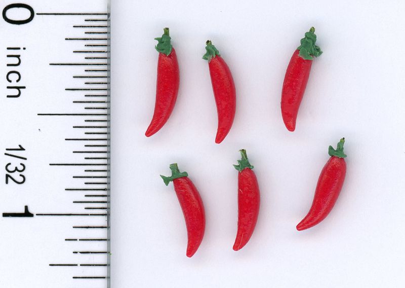 Set of Six Garden Fresh Red Chili's by Bright deLights