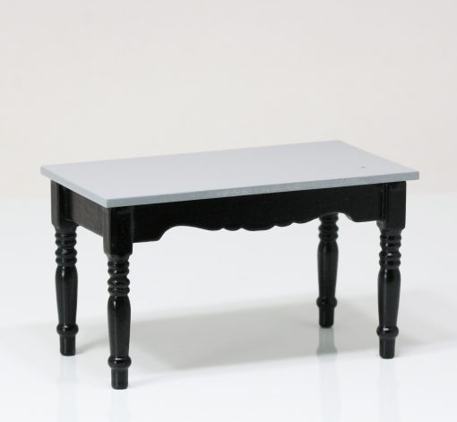 Kitchen Table in Black with Grey Top and Turned Legs by Town Square Miniatures