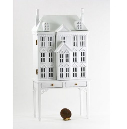 Formal Dollhouse in White Painted Wood