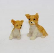Set of Two Brown and White Dogs or Puppies (Set 3)