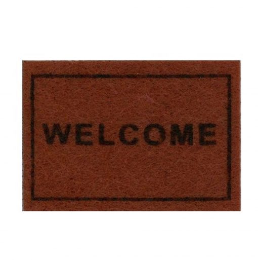 Welcome Mat in Brown/Dark Tan w/Black Lettering