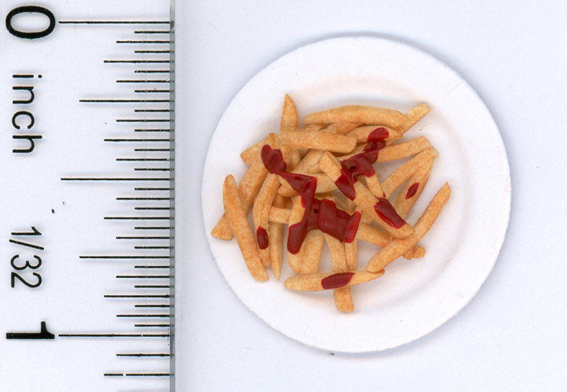Paper Plate of Hot French Fries Topped w/Ketchup by Lorraine Adinolfi