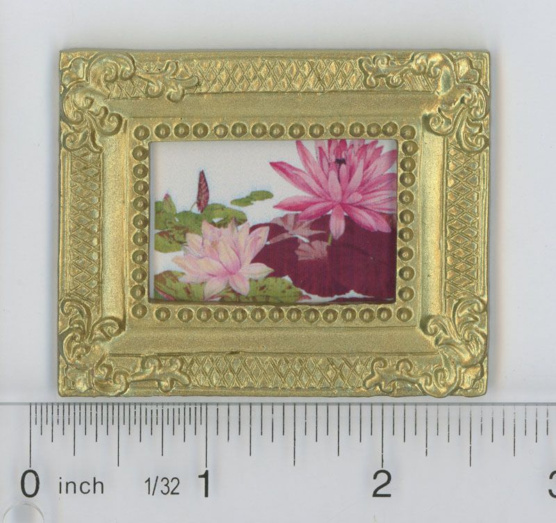 Pink Water Lilies Framed in Gold