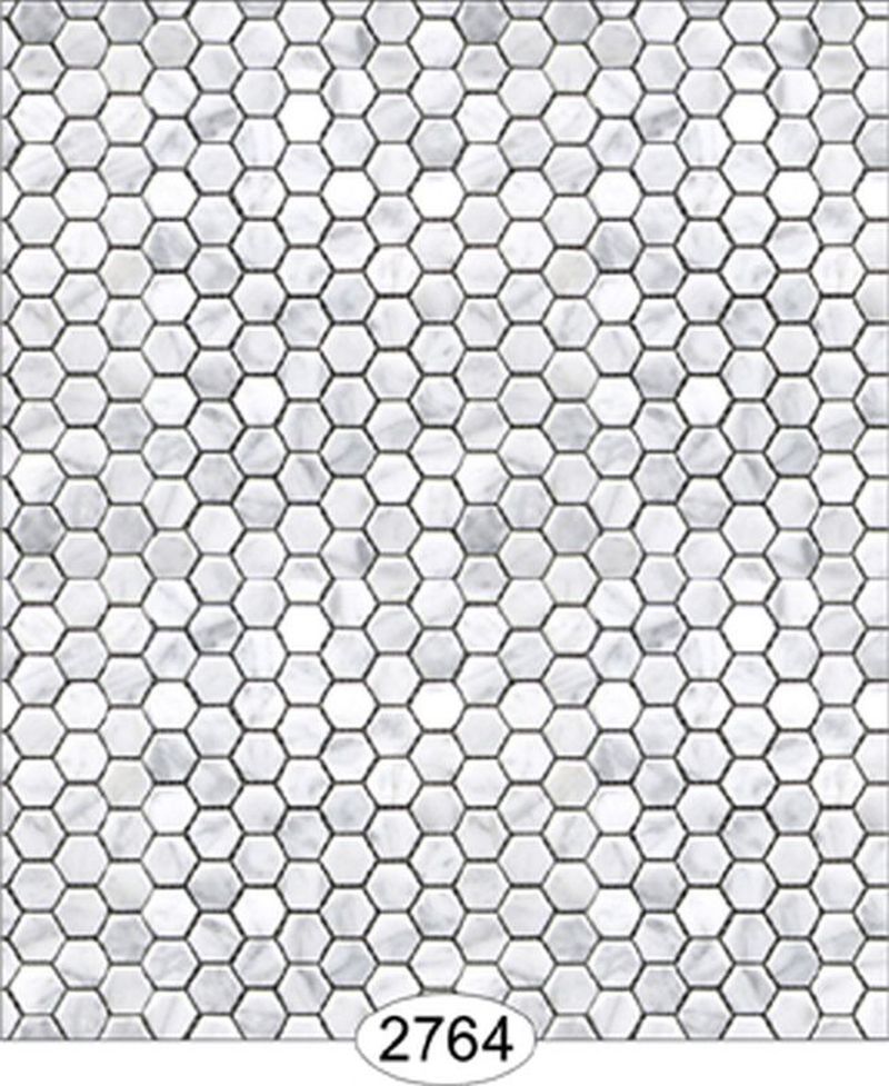 Carrara Marble Hexagon Tile Light Gray Wallpaper