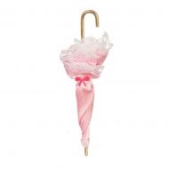 Victorian Umbrella in Pink Satin and Lace by Miniatures World G7159