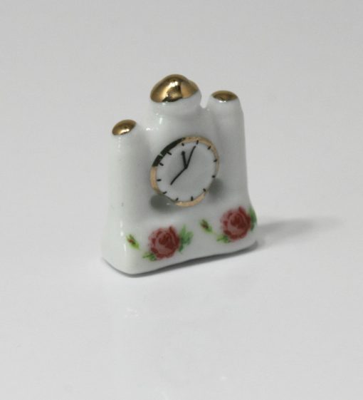 Ceramic Mantle Clock with Pink Roses