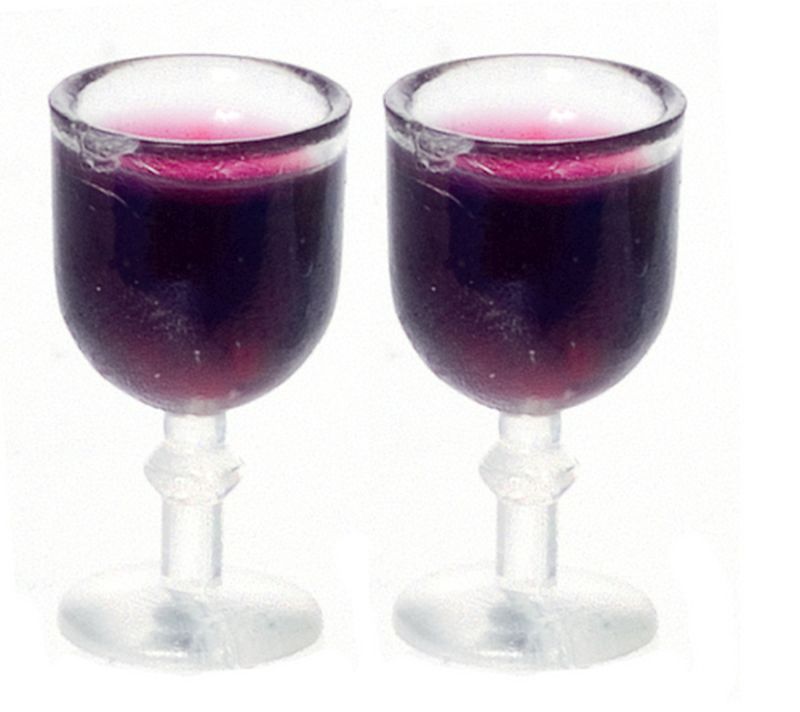 Set of 2 Glasses Filled w/Red Wine by Farrow Industries