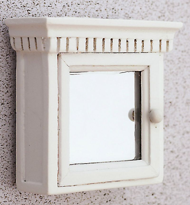 Medicine Wall Cabinet in White by Town Square Miniatures