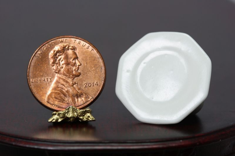Octagonal White Porcelain Plate by Falcon Miniatures
