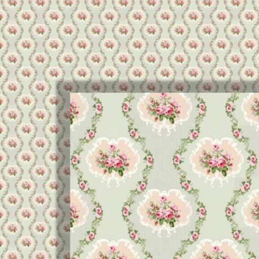 Dollhouse Wallpaper Green Garland Stripe by World Model Miniatures 35601