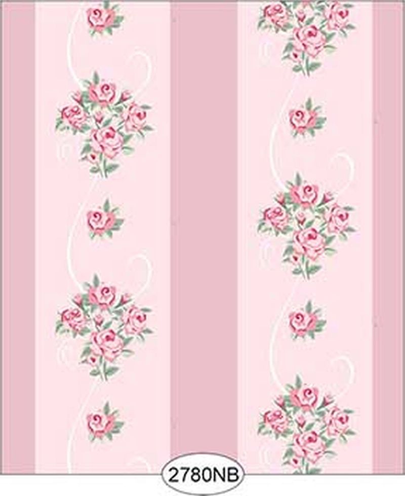 Wallpaper - Daniella Floral Stripe - Pink No Border