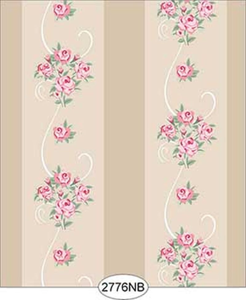 Wallpaper - Daniella Floral Stripe - Beige No Border