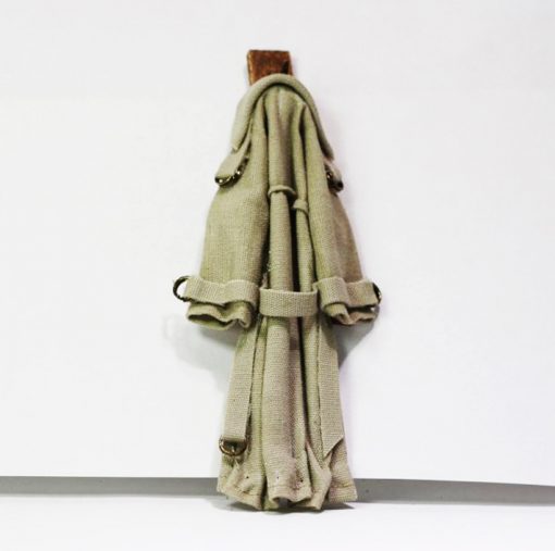 Artisan Tan Trench Coat on a Hanger by Shadow Box